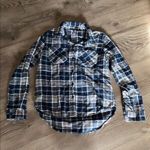 Navy Checkered Women’s Button-Down Flannel Shirt by Stoic